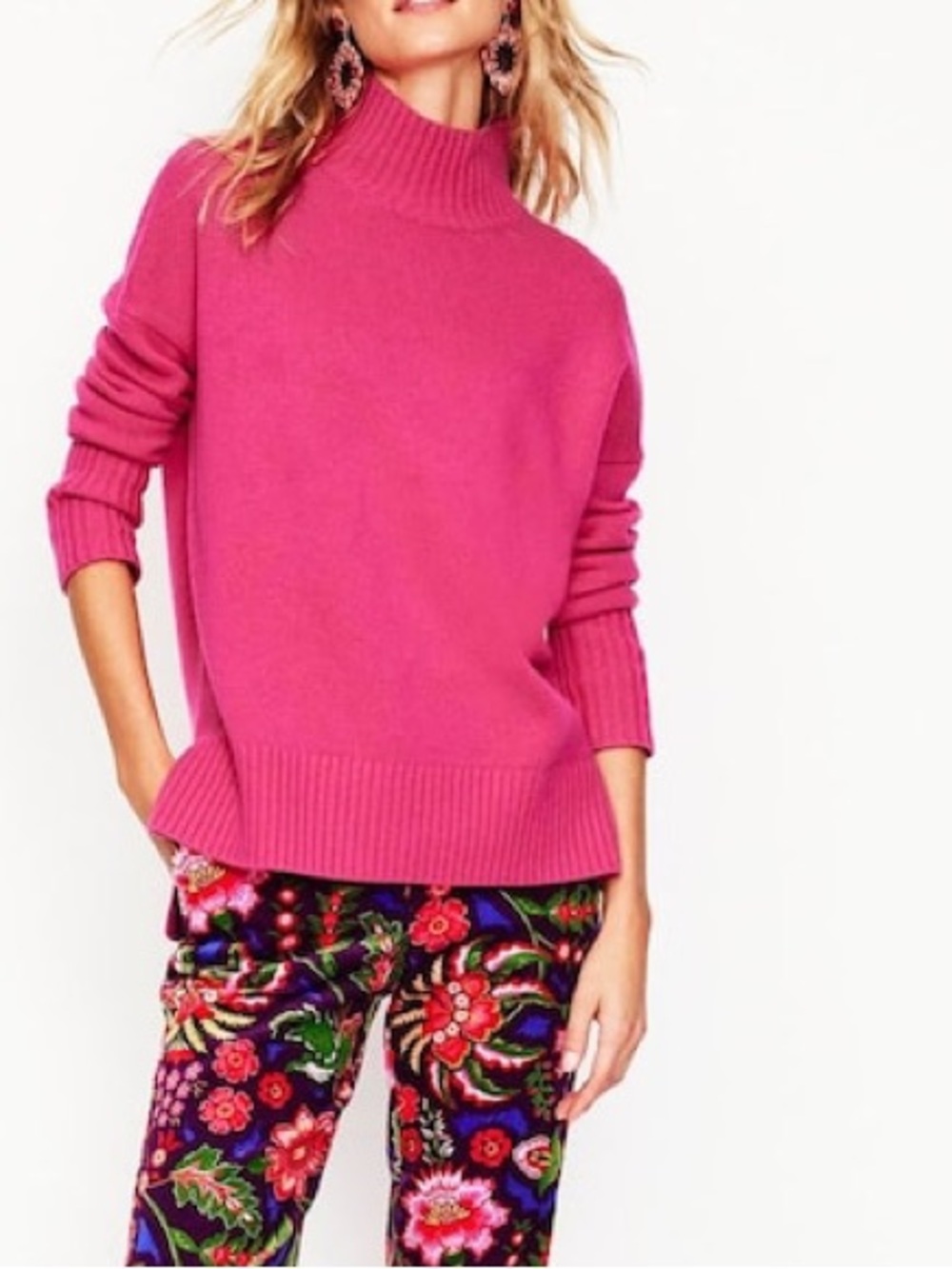 Boden Pink Oversized Jessica Jumper 100% Wool
